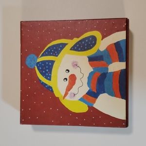 Rustic Decoupage Snowman Art